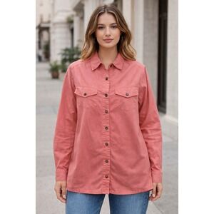 Hunters Run Button Up Long Sleeve Top Women's 8 Heavy Denim Minimalist Preppy